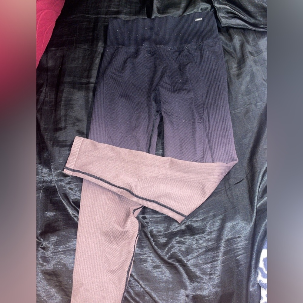 Black ombré pink leggings